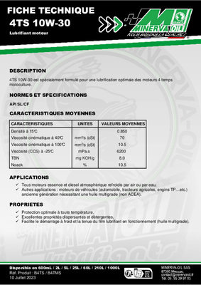 Lubrifiants - Motoculture - Huile moteur 4 temps