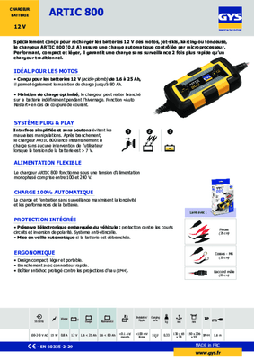 Batteries et accessoires - Chargeurs - Chargeur ARTIC 800
