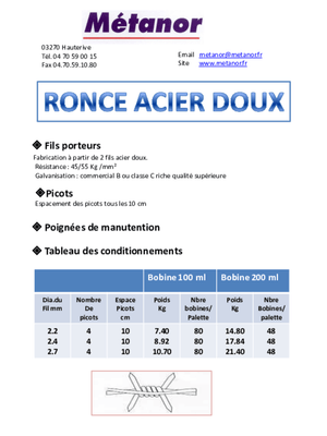 Clôtures - Tréfilés - Ronce EUROPE acier doux 2,7 mm