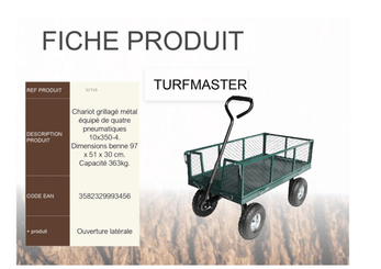 Equipement tondeuse - Accessoires - Chariot grillagé en métal