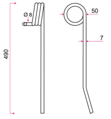 Pièces ébouseuses et étrilles - Pièces étrilles - Dent de herse étrille adaptable 8 mm