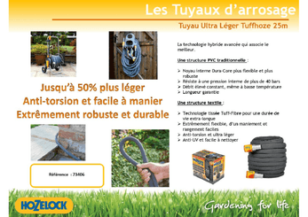 Arrosage, tuyaux - Tuyaux - Tuyau hybride 25 m TUFFHOZE